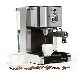 Klarstein Passionata 15, espresso kávovar, 15 barů, cappuccino, mléčná pěna, stříbrný