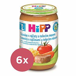 6x HiPP BIO Těstoviny s rajčaty a telecím masem od 12. měsíce, 220 g